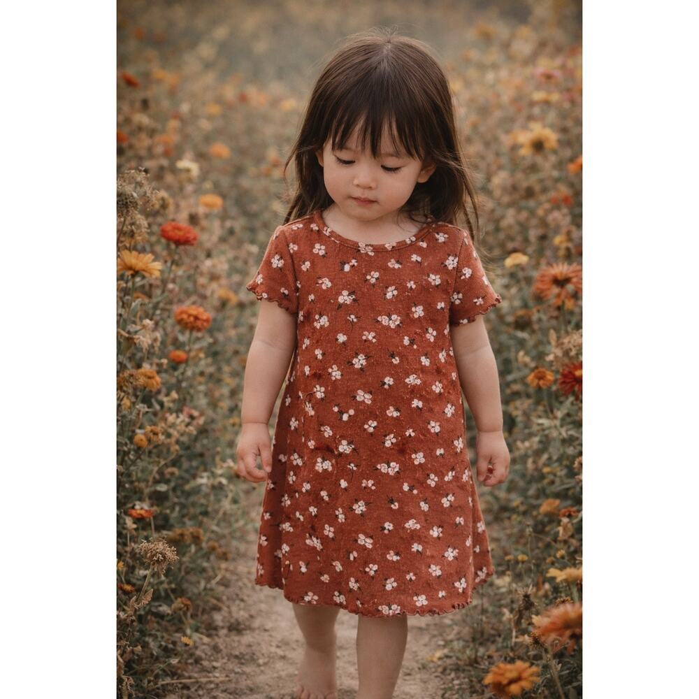 Enjoy The Little Things Blooming Floral Ribbed Tee Dress 2T